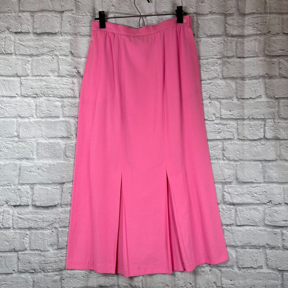 Vintage Jo Hardin Maxi Long Pleated Skirt Size Small Pink Button Closure
